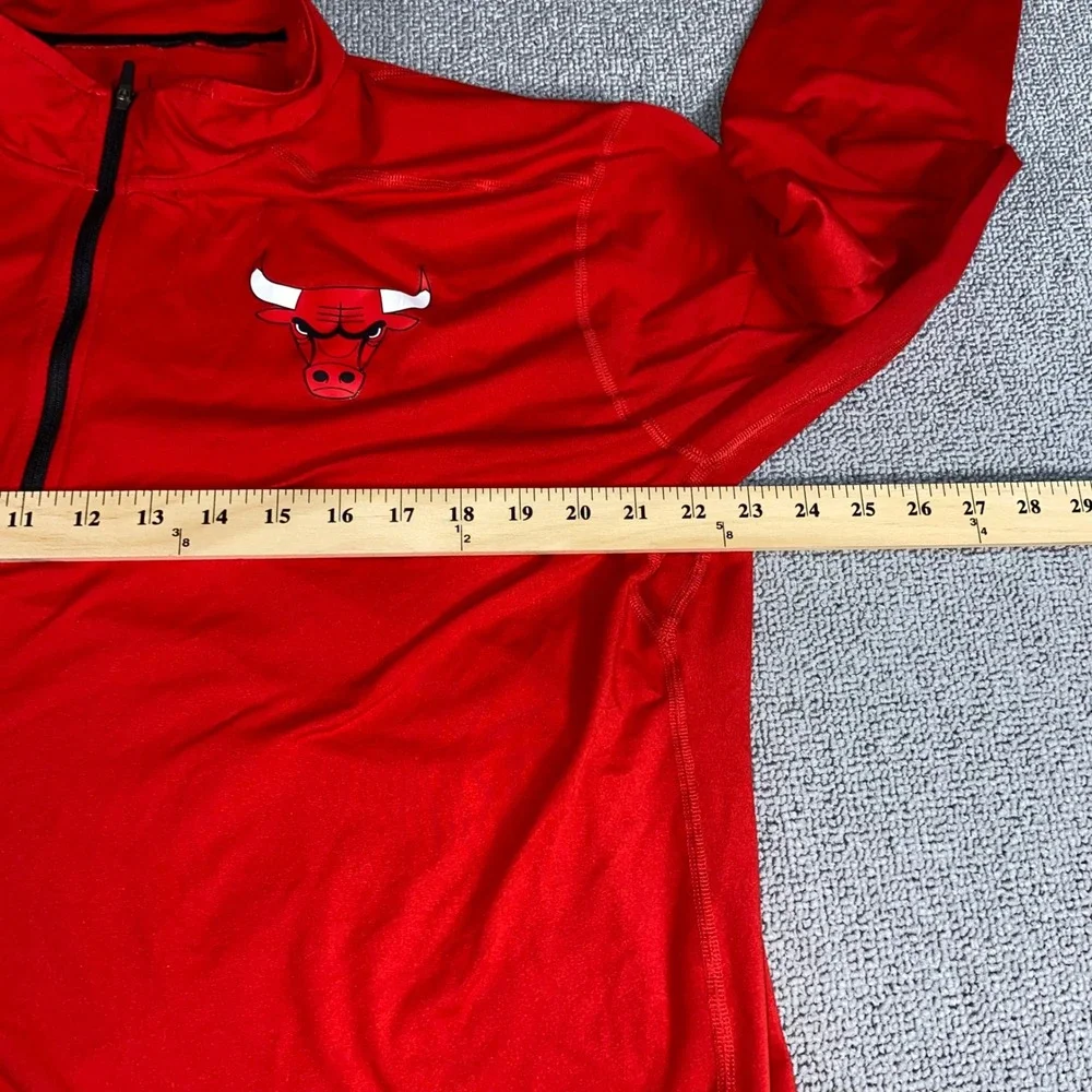 Nike Chicago Bulls Quarter Zip Mens XL Red NBA Dri Fit Long Sleeve Pullover Logo